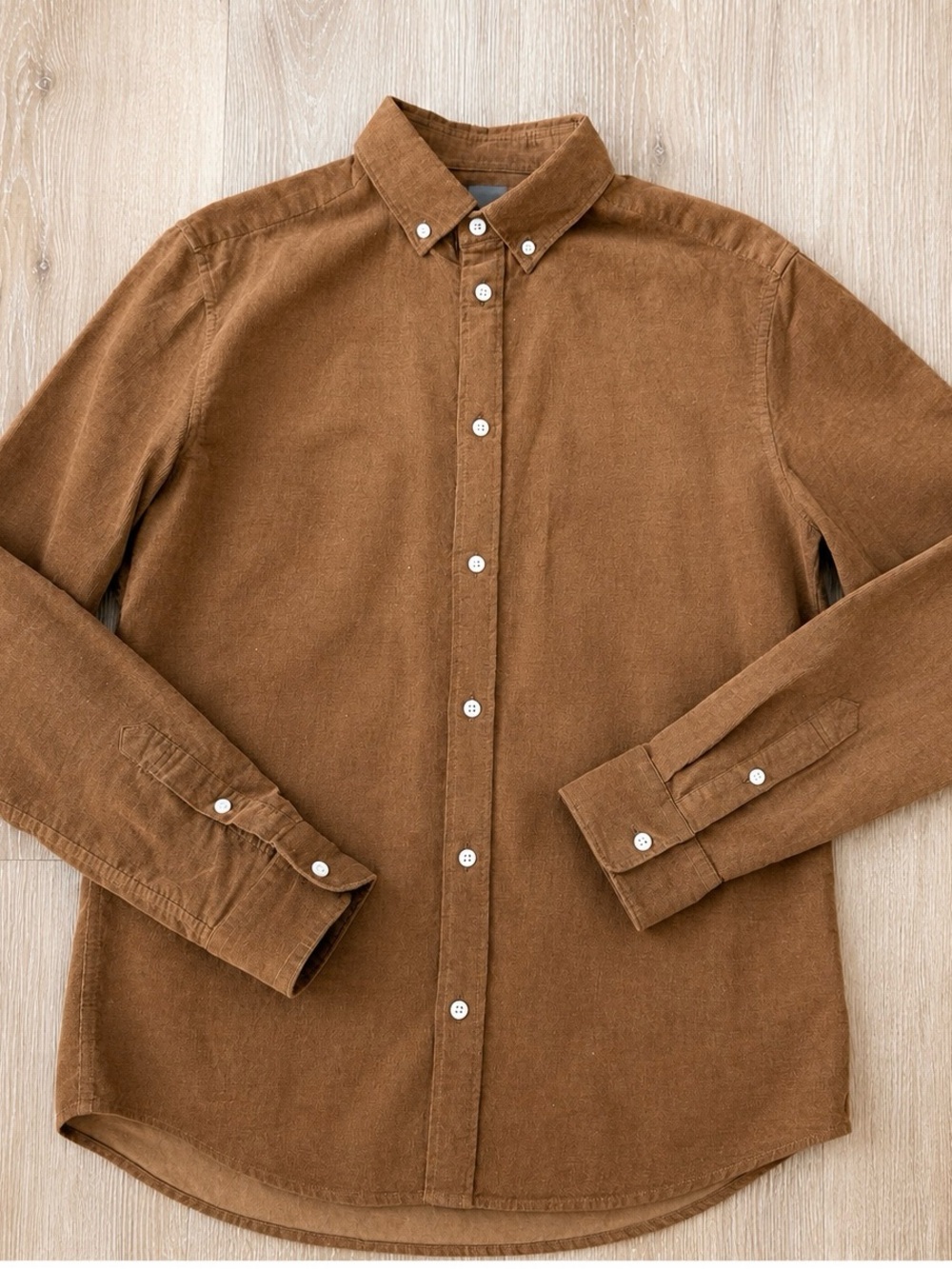 H&M Corduroy brown bottom up shirt , men’s shirt